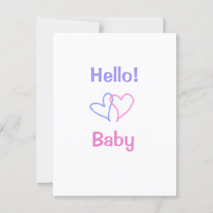 Hallo baby roze paarse hart naam waterverf boho briefkaart