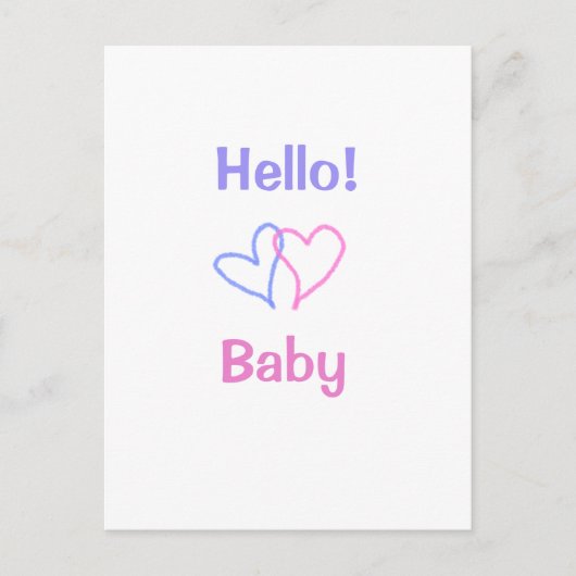 Hallo baby roze paarse hart naam waterverf boho briefkaart (Voorkant)