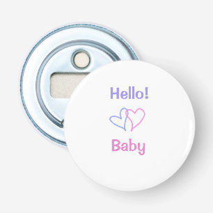 Hallo baby roze paarse hart naam waterverf boho button flesopener