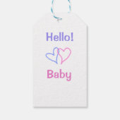 Hallo baby roze paarse hart naam waterverf boho cadeaulabel (Achterkant)