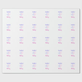 Hallo baby roze paarse hart naam waterverf boho cadeaupapier
