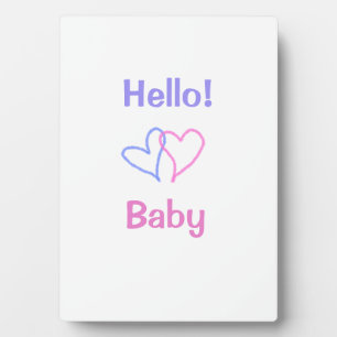 Hallo baby roze paarse hart naam waterverf boho fotoplaat