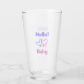 Hallo baby roze paarse hart naam waterverf boho glas (Achterkant)