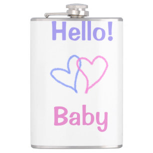 Hallo baby roze paarse hart naam waterverf boho heupfles