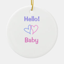 Hallo baby roze paarse hart naam waterverf boho keramisch ornament