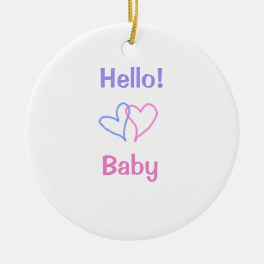 Hallo baby roze paarse hart naam waterverf boho keramisch ornament (Voorkant)