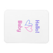 Hallo baby roze paarse hart naam waterverf boho magneet (Horizontaal)