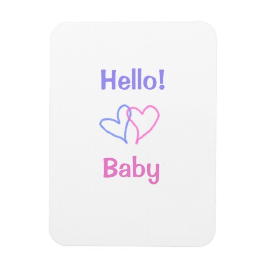 Hallo baby roze paarse hart naam waterverf boho magneet (Verticaal)