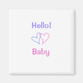 Hallo baby roze paarse hart naam waterverf boho magneet