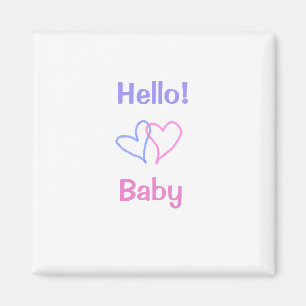 Hallo baby roze paarse hart naam waterverf boho magneet