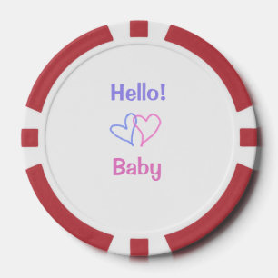 Hallo baby roze paarse hart naam waterverf boho poker chips
