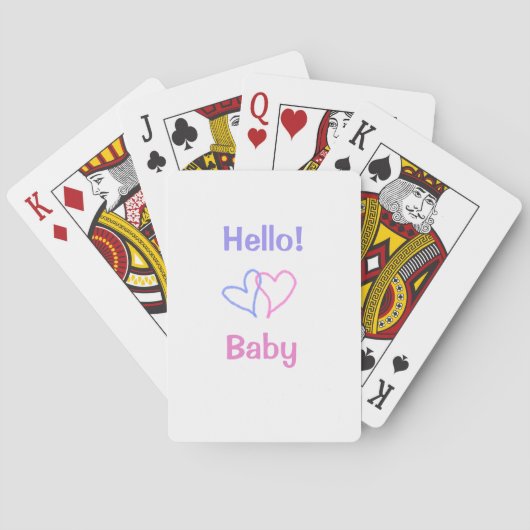 Hallo baby roze paarse hart naam waterverf boho pokerkaarten (Achterkant)