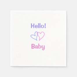 Hallo baby roze paarse hart naam waterverf boho servet