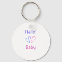 Hallo baby roze paarse hart naam waterverf boho sleutelhanger