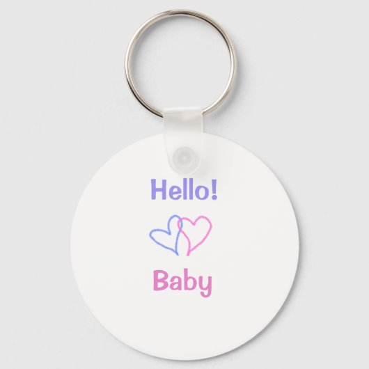 Hallo baby roze paarse hart naam waterverf boho sleutelhanger (Voorkant)