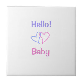 Hallo baby roze paarse hart naam waterverf boho tegeltje