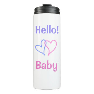 Hallo baby roze paarse hart naam waterverf boho thermosbeker