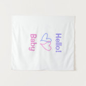 Hallo baby roze paarse hart naam waterverf boho wandkleed (Voorkant (horizontaal))