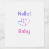 Hallo baby roze paarse hart naam waterverf boho wijn etiket (Enkel label)