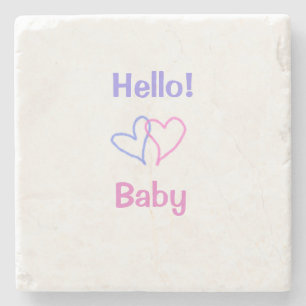 Hallo baby roze paarse hart waterverf boho stenen onderzetter