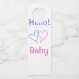 Hallo baby roze paarse hartenaam waterverf boho flessenhanger