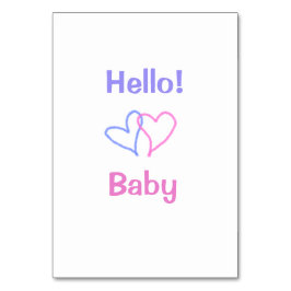 Hallo baby roze paarse hartenaam waterverf boho kaart