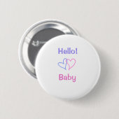 Hallo baby roze paarse hartenaam waterverf boho ronde button 5,7 cm (Voorkant /achterkant)