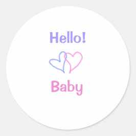 Hallo baby roze paarse hartenaam waterverf boho ronde sticker