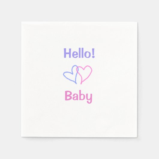 Hallo baby roze paarse hartenaam waterverf boho servet (Voorkant)