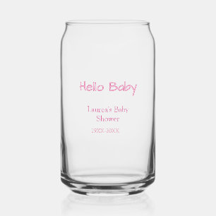 hallo baby roze pastel baby shower naam datum tren blikvorm glas