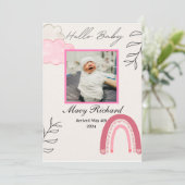 hallo baby roze regenboog & wolkenkrabber aankondiging (Staand voorkant)