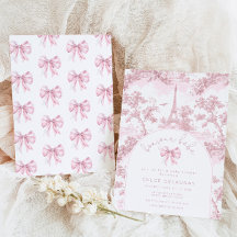 Hallo baby Roze Strik Toile de Jouy baby shower