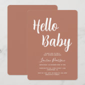 Hallo Baby Rustic Baby shower Invitation Kaart (Voorkant / Achterkant)