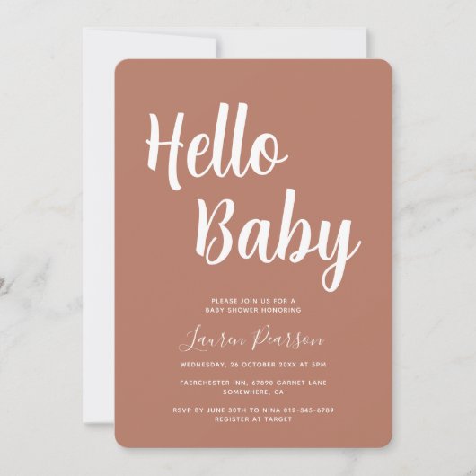 Hallo Baby Rustic Baby shower Invitation Kaart (Voorkant)