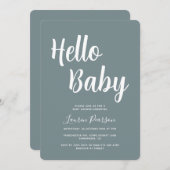 hallo Baby Rustic Blue Baby shower Kaart (Voorkant / Achterkant)