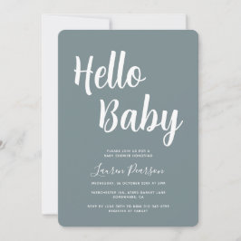 hallo Baby Rustic Blue Baby shower Kaart
