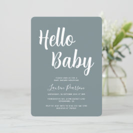 hallo Baby Rustic Blue Baby shower Kaart