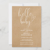 Hallo Baby Rustic Kraft Foto Baby shower Kaart (Voorkant)