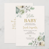 hallo Baby Sage Green Baby shower Kaart (Voorkant / Achterkant)
