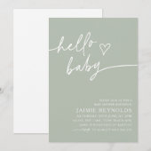 hallo Baby Sage Green Baby shower Kaart (Voorkant / Achterkant)