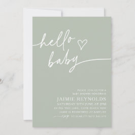 hallo Baby Sage Green Baby shower Kaart
