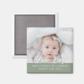 Hallo Baby Sage Green Contemporary Magneet (Voorkant / Achterkant)