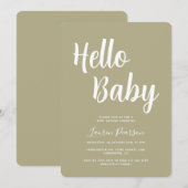 Hallo Baby Sage Groen Baby shower Uitnodiging (Voorkant / Achterkant)