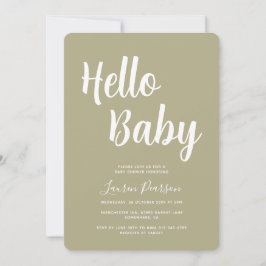 Hallo Baby Sage Groen Baby shower Uitnodiging