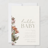 HALLO BABY | Salie & Ivoor Modern Boho Baby shower Kaart (Voorkant)