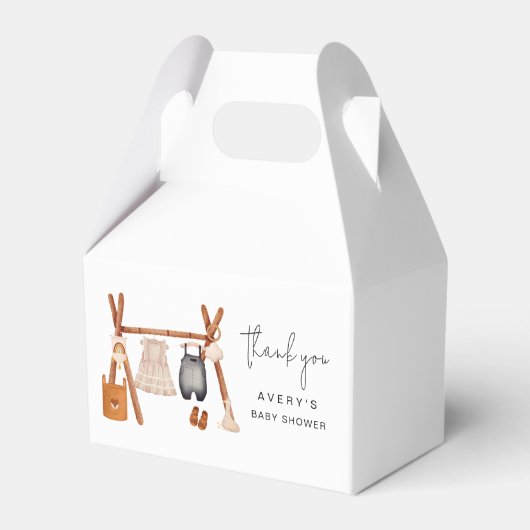 Hallo Baby | Schattige Boho Kleding Baby shower Bedankdoosjes (Voorkant Zijde)