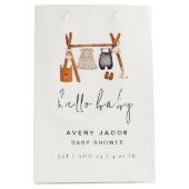 Hallo Baby | Schattige Boho Kleding Baby shower Medium Cadeauzakje (Voorkant)