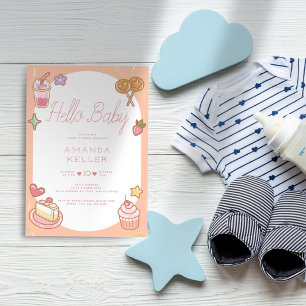 Hallo Baby! Schattige pasteldessert Baby shower Kaart