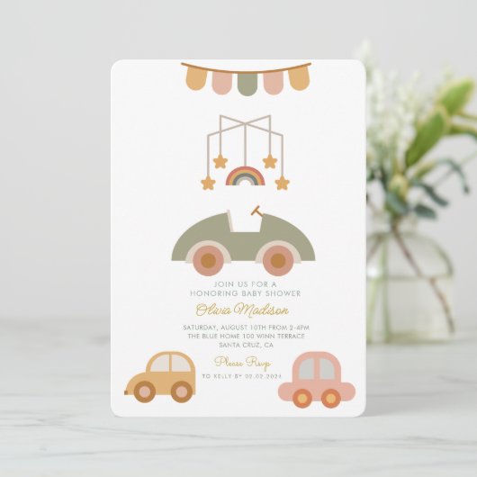 Hallo Baby Schattigee auto kleding & speelgoed Bab Kaart (Staand voorkant)