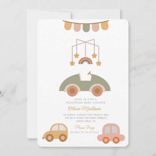 Hallo Baby Schattigee auto kleding & speelgoed Bab Kaart (Voorkant)